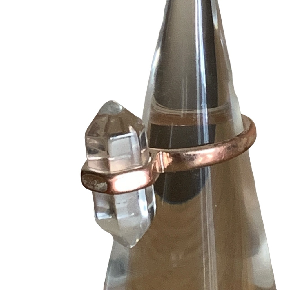 Polished Clear Quartz Stone Rose Gold Plated Ring Woman’s Jewelry